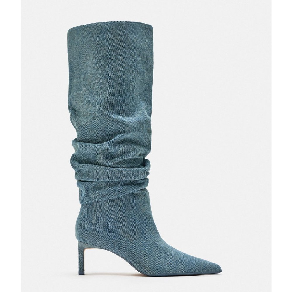 Zara Slouchy Denim Boots - Picture 6 of 8